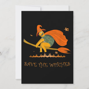 Save The Date Halloween Witch Flying