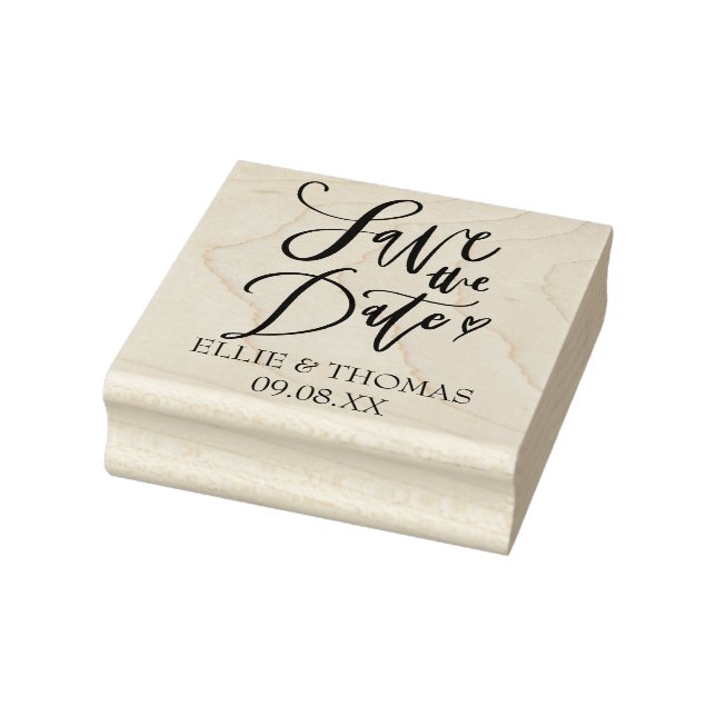 Save the Date Hand Script Heart Gummistempel (Stempel)