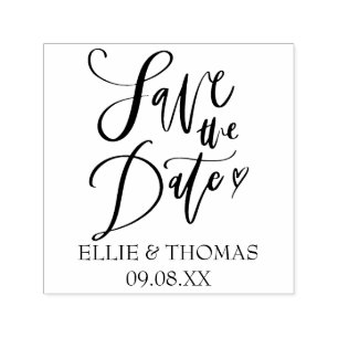 Save the Date Hand Script Heart Permastempel