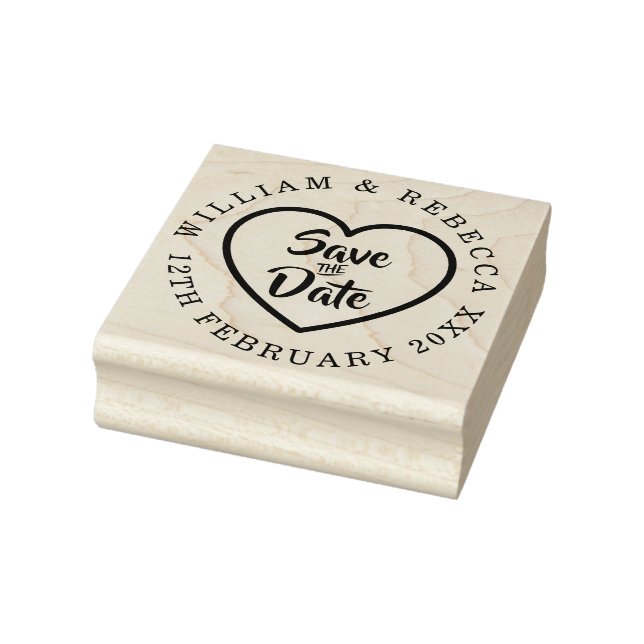 Save the Date Hand-Script-Herz-Circle Gummistempel (Stempel)
