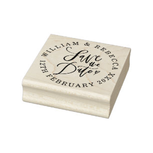 Save the Date Hand-Script-Herz-Circle Gummistempel