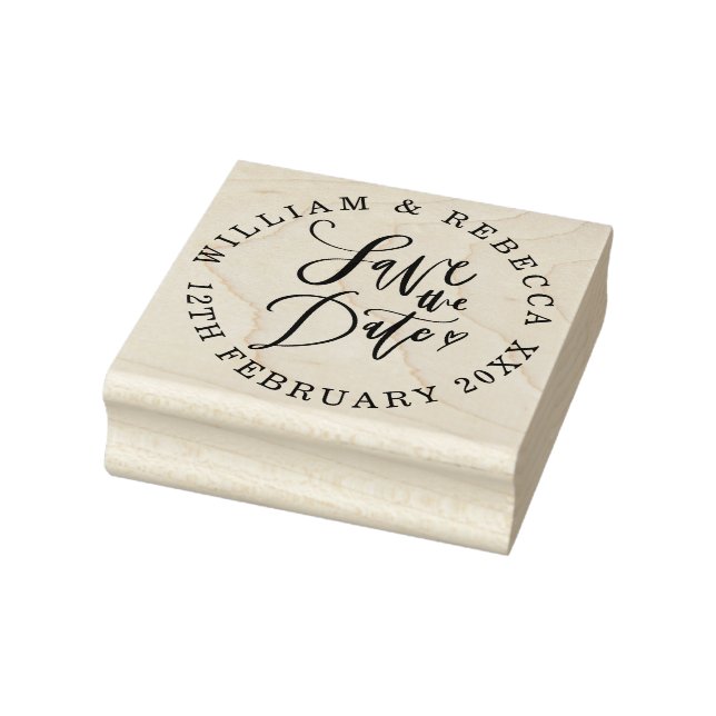Save the Date Hand-Script-Herz-Circle Gummistempel (Stempel)