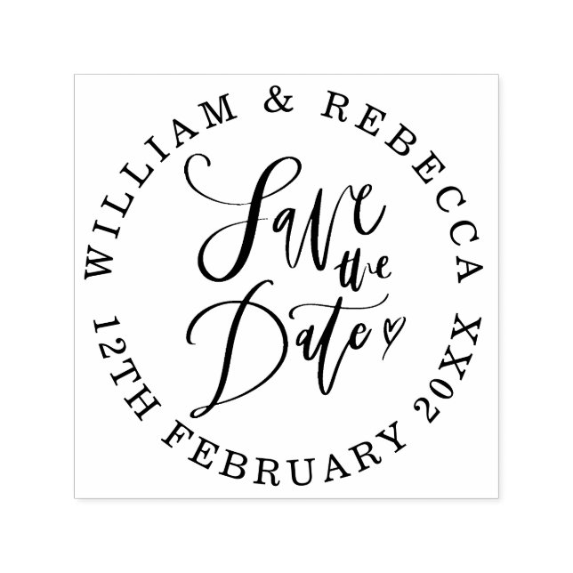 Save the Date Hand-Script-Herz-Circle Permastempel (Design)