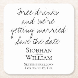 Save the Date Handschriftlich Personalisiert Rechteckiger Pappuntersetzer