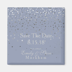 Save the Date hat Petite Silber Magnet-DSTY Blau Magnet