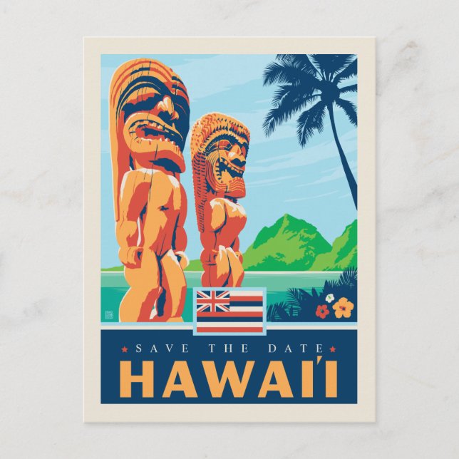 Save The Date | Hawaii Einladungspostkarte (Vorderseite)