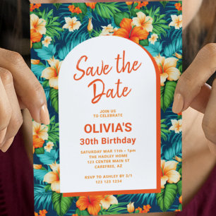 Save the Date Hawaiian Tropical Birthday Einladung