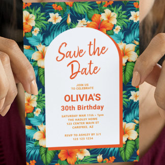 Save the Date Hawaiian Tropical Birthday Einladung