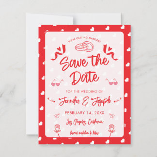 Save The Date Hearts Happy Valentine’s Day Modern Love Pattern