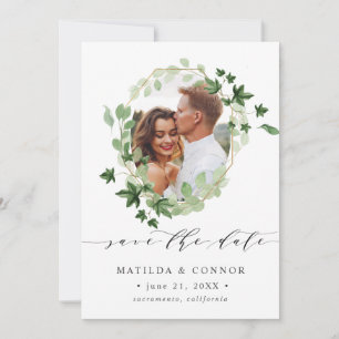 Save The Date Hedera   Ivy Feuille Photo géométrique enregistrer
