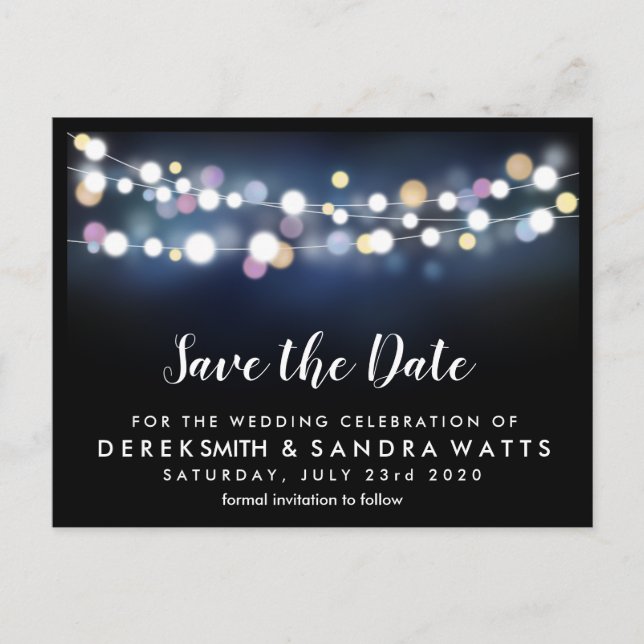 Save the Date helle Lichter Ankündigungspostkarte (Vorderseite)
