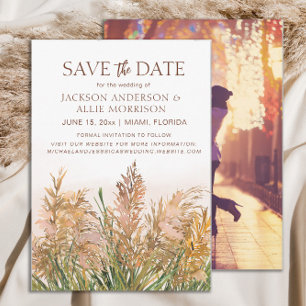 Save The Date Herbe des Pampas Mariage Botanique Bohème Rustique