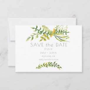 Save The Date Herbes simplistes et économies botaniques la date