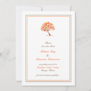 Save the Date Herbst Thema Tree Flachkarte