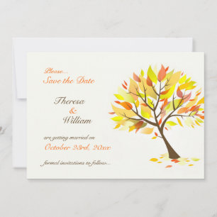 Save the Date Herbst Thema Tree Flachkarte Einladung