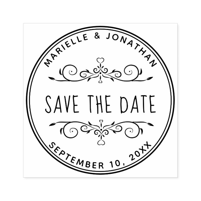 Save the Date Herz kreieren Ihre eigene Rücksendea Gummistempel (Prägung)