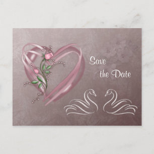 Save the Date - Herz und Schwäne. Postkarte