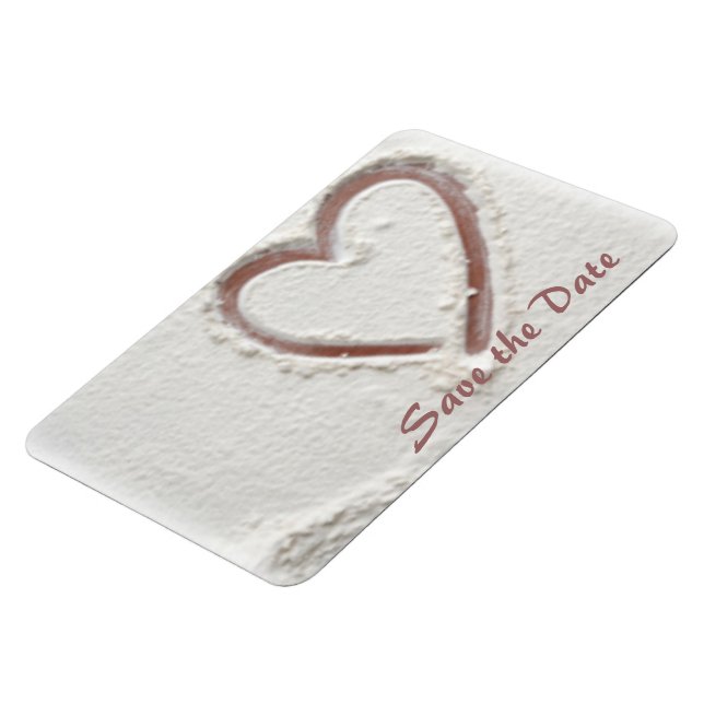 Save the Date Herz von Sand Magnet (Linke Seite)