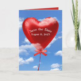 Save the Date Herzballon in Wolken Karte