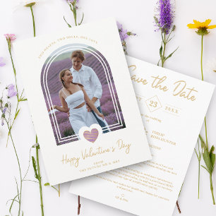 Save The Date Heureuse Sainte-Valentin de coeur violet de l'effe