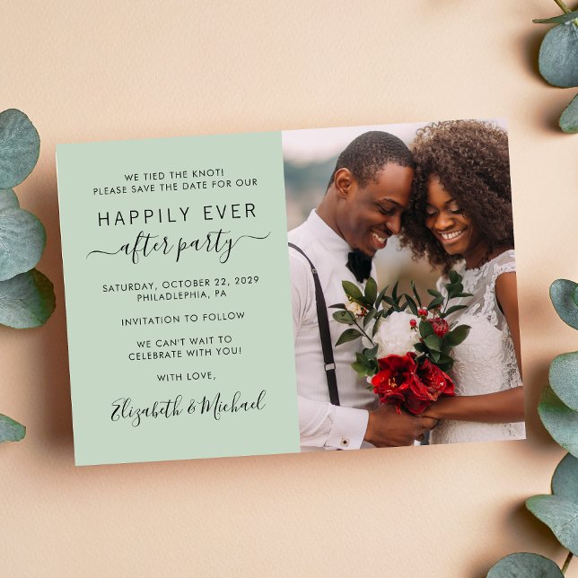 Save The Date Heureusement Jamais Après Photo Sage Mariage Récep (Créateur téléchargé)