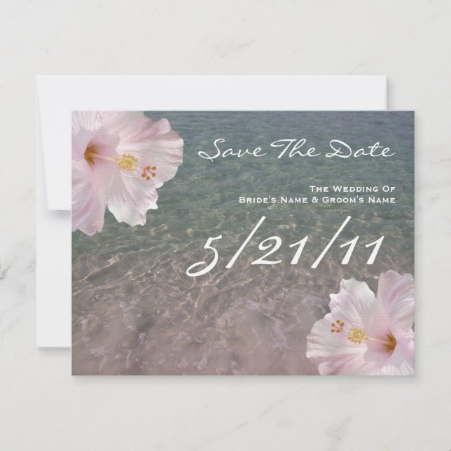 Save The Date Hibiscus De Mariage De Plage Tropicale Enregistrer (Devant)