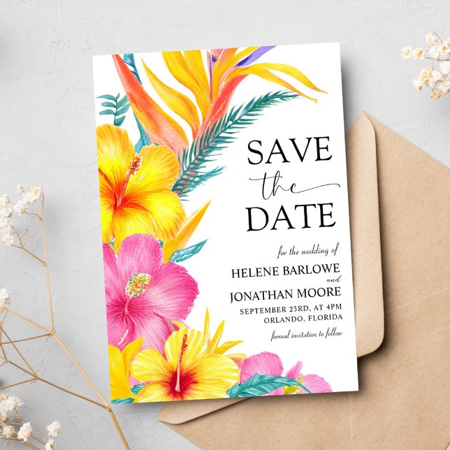 Save The Date Hibiscus Elégant Tropical Destination Mariage (Hibiscus Elegant Tropical Destination Wedding Save The Date)