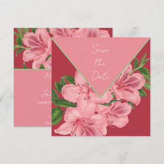 Save The Date Hibiscus Rose Chic Enregistrer La Date