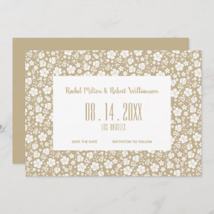 Save The Date Hibiscus Tropical Beige Mariage