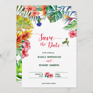 Save The Date Hibiscus Tropical Hawaïen Mariage Enregistrer La D