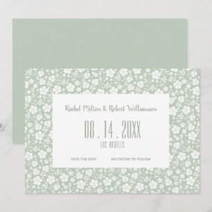Save The Date Hibiscus Tropical Pale Green Mariage