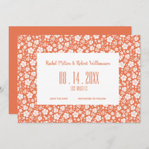 Save The Date Hibiscus Tropical Peach Mariage