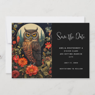 Save The Date Hibou à la nuit avec un Mariage de Pleine lune