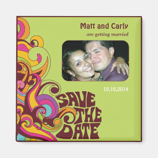 Save the Date Hippy Foto Magnet