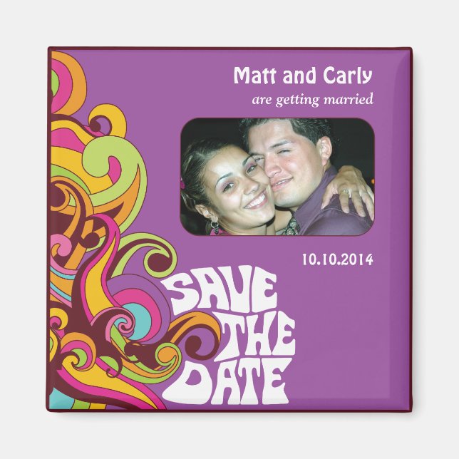 Save the Date Hippy Foto Magnet (Vorne)