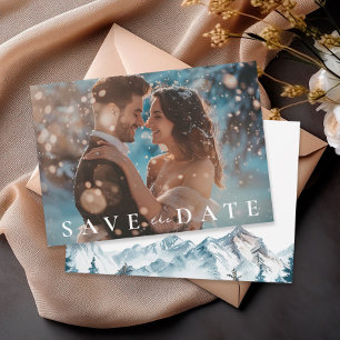 Save The Date Hiver Montagnes Pine Tree Mariage