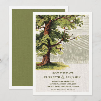 Save The Date. Hochzeit der Vintagen Eichenbaume Einladung