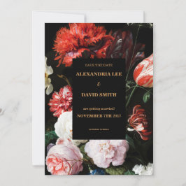 Save the Date Hochzeit Einladung Dunkelrote Blüte