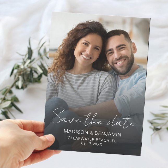 Save the Date Hochzeit Foto Verlobung Moderner Chi Magneteinladung (Save The Date Wedding Photo Engagement Modern Chic Magnetic Invitation Card)