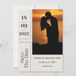 Save the Date Hochzeit in Beige und Braun Einladung