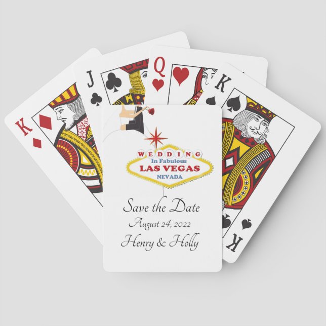 Save the Date Hochzeit in Las Vegas Spielkarten (Rückseite)