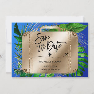 Save the Date Hochzeit in Urlaubsort Reisekoffer