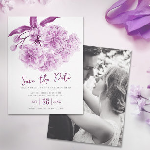 Save the Date Hochzeit lila Blüte