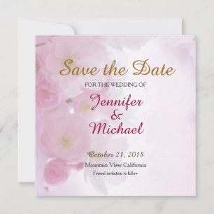 Save the Date Hochzeit Rosa Blume Matte Elegant