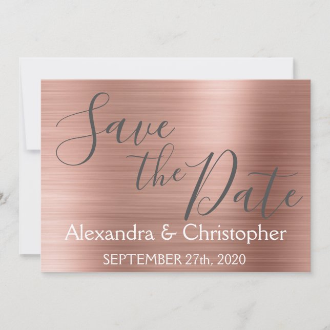 Save the Date Hochzeit Rose Gold Pink Foil (Vorderseite)