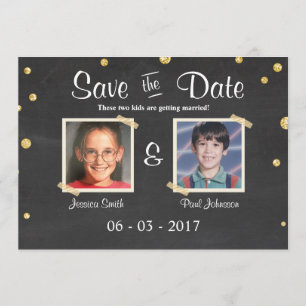 Save the Date Hochzeit Rustikales Chalkboard Gold  Einladung