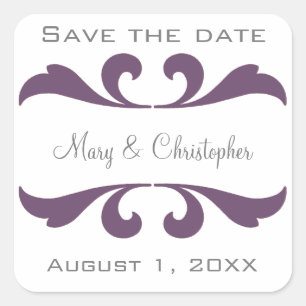 Save the Date Hochzeit von Umschlag Aufklebern und Quadratischer Aufkleber