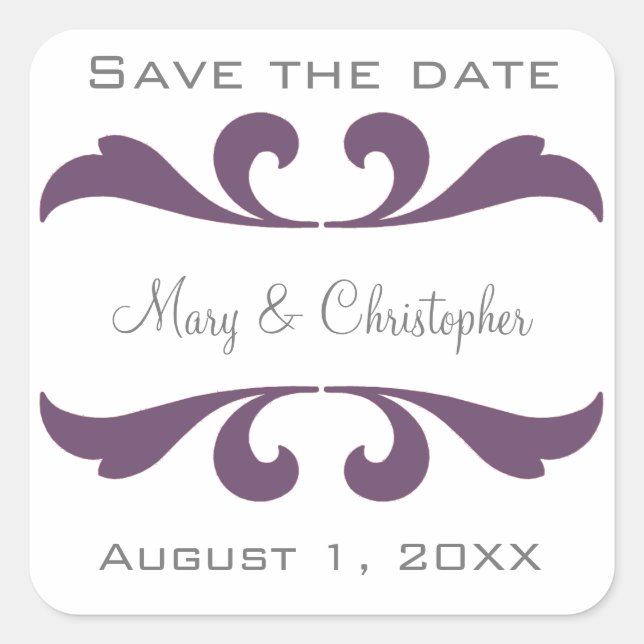 Save the Date Hochzeit von Umschlag Aufklebern und Quadratischer Aufkleber (Vorderseite)