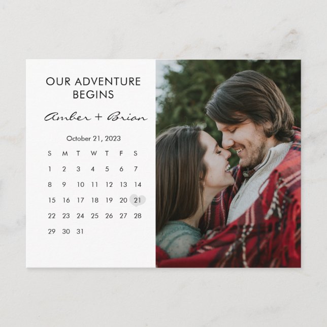 Save the Date Hochzeitkalender Foto Postkarte (Vorderseite)