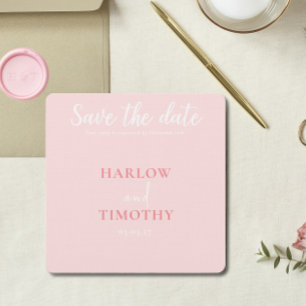 Save the Date Hochzeitkarte Rosa QR-Code